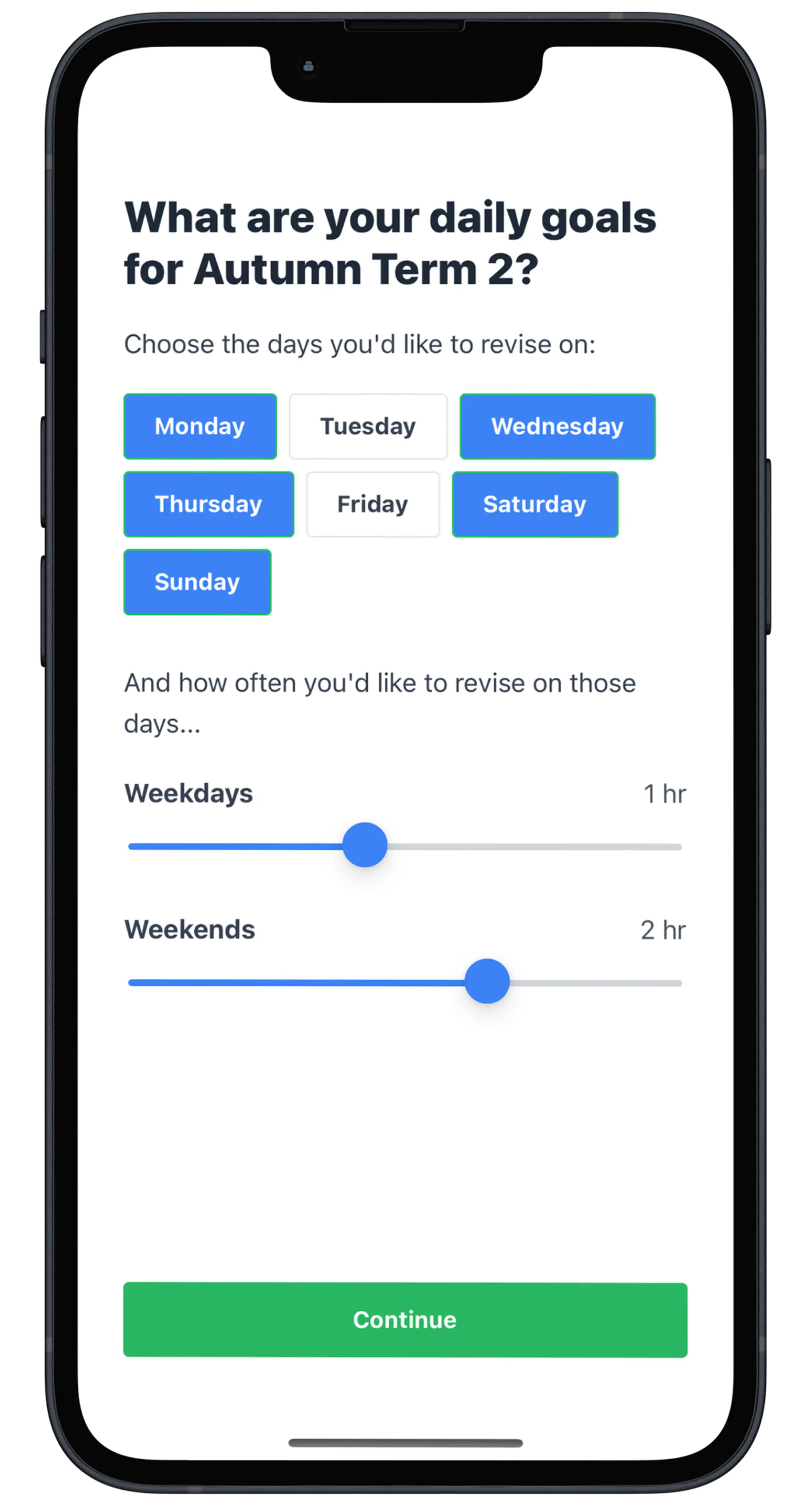 Set your daily goals