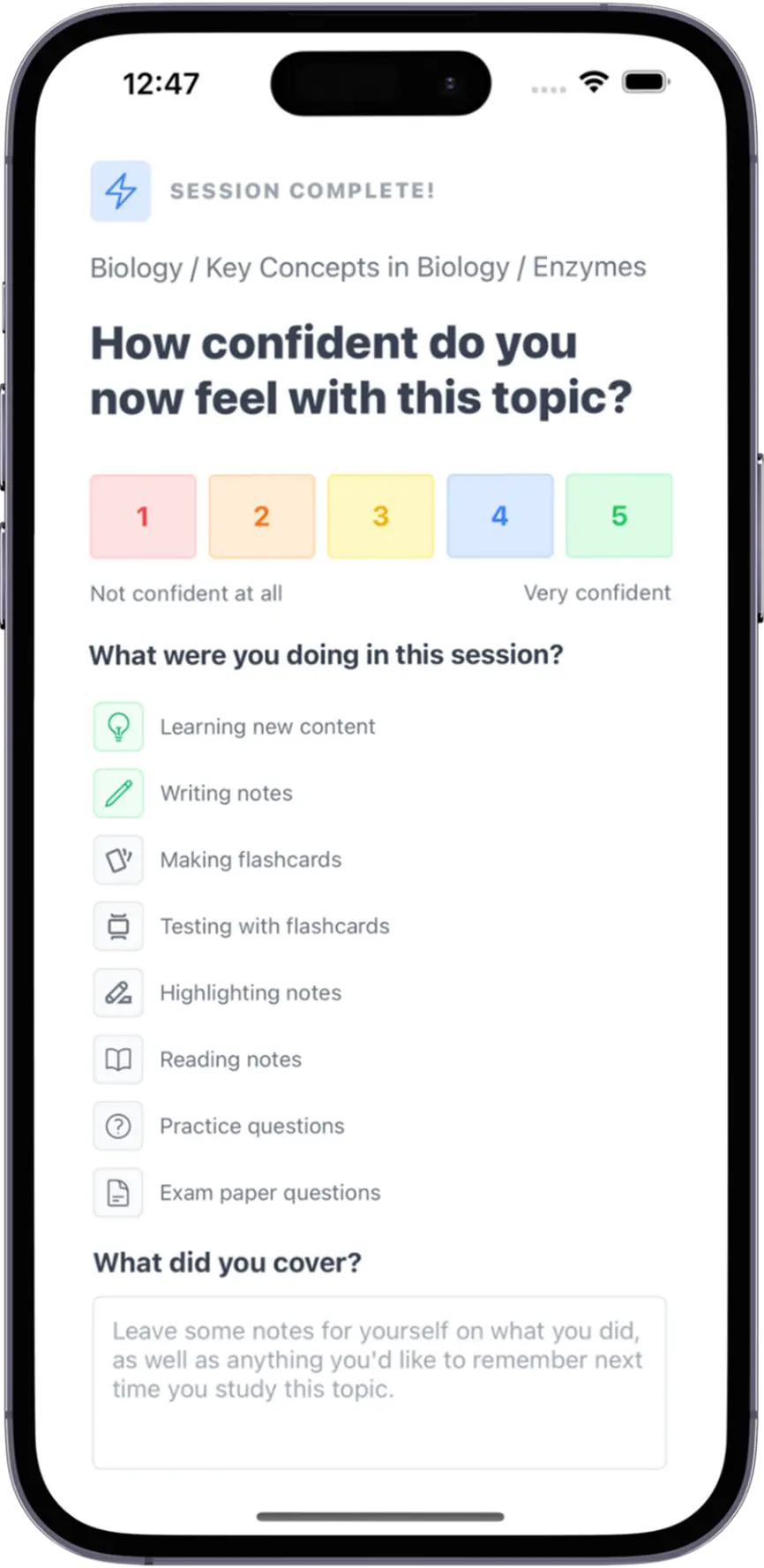 Track your progress and leave notes