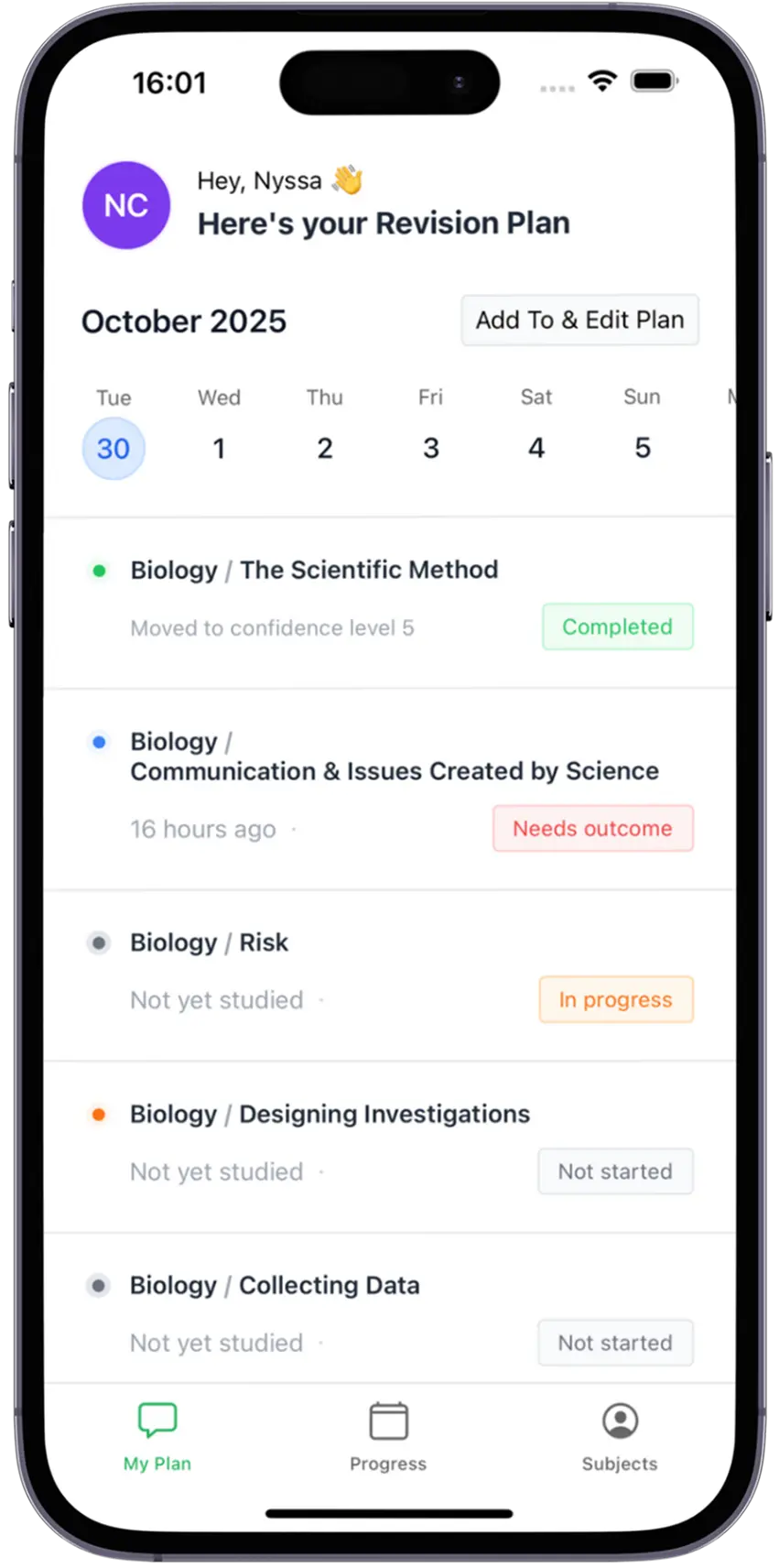 Screenshot of the build plan page